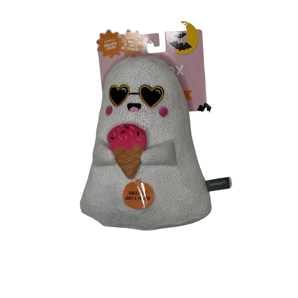 New FRINGE Halloween‎ Dog Toys Spooky Plush Ghosts I've Cream White